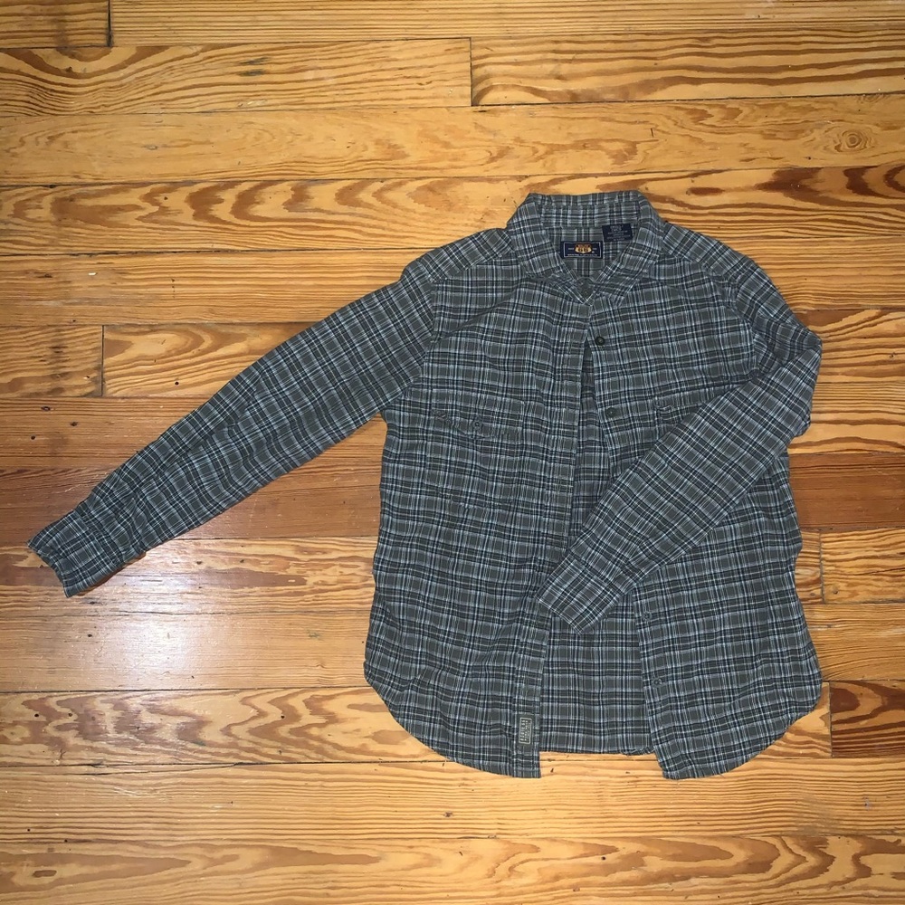Route 66 Green Button Down Gingham Shirt
